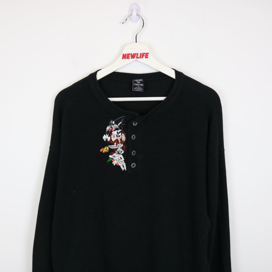 Vintage 90's Looney Tunes Long Sleeve Henley Tee - L-NEWLIFE Clothing