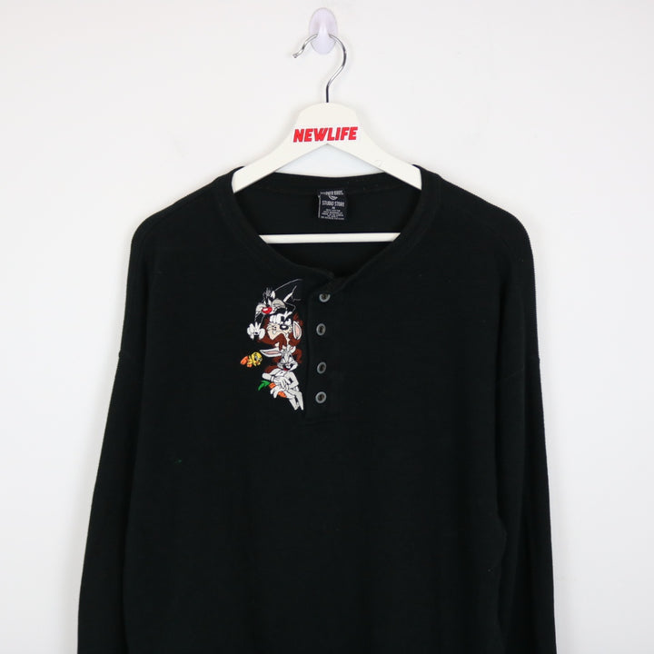 Vintage 90's Looney Tunes Long Sleeve Henley Tee - L-NEWLIFE Clothing