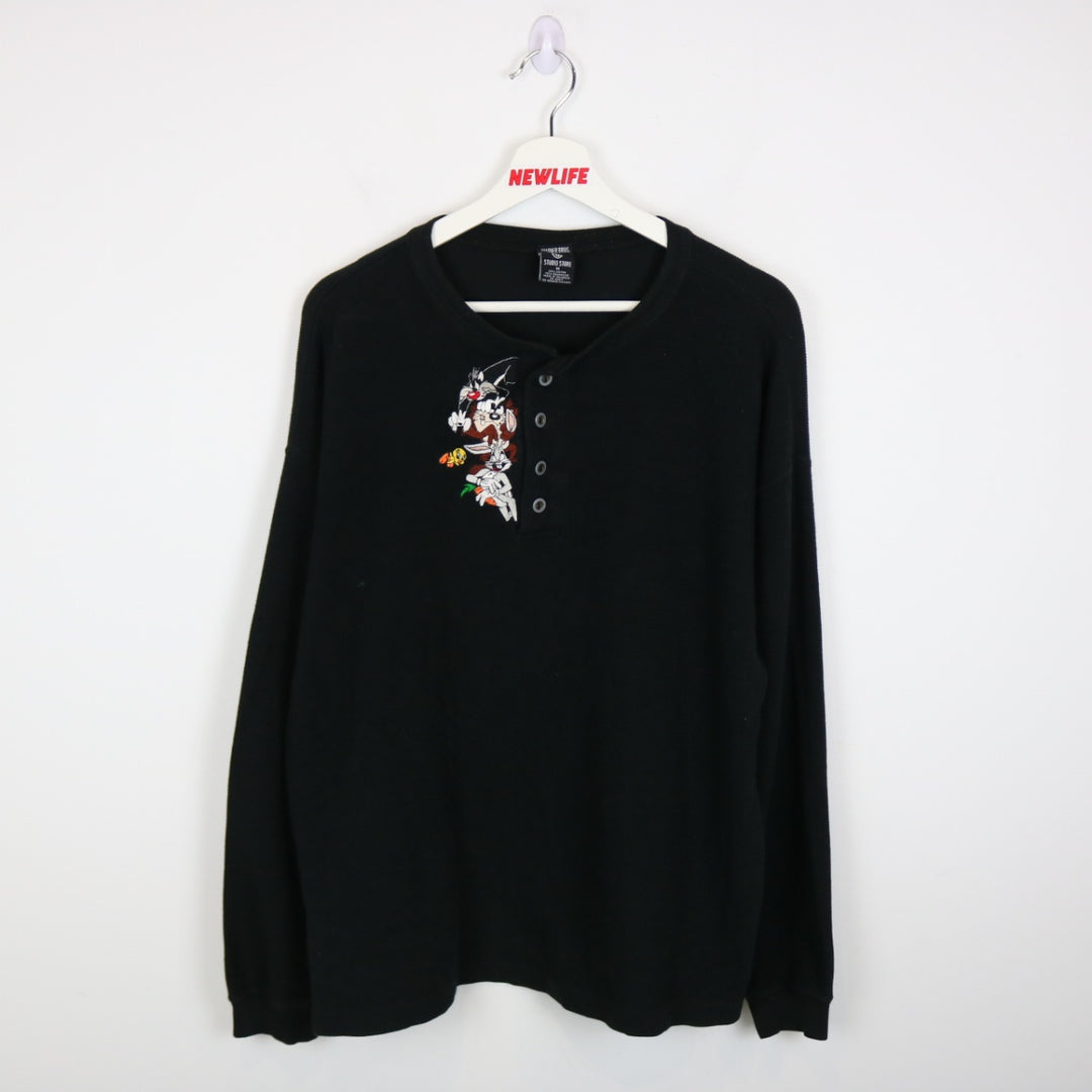 Vintage 90's Looney Tunes Long Sleeve Henley Tee - L-NEWLIFE Clothing