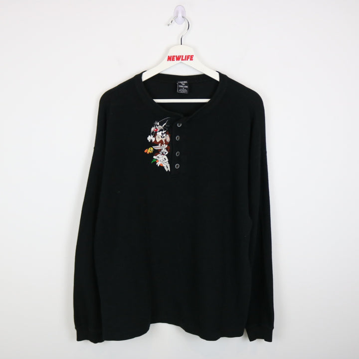 Vintage 90's Looney Tunes Long Sleeve Henley Tee - L-NEWLIFE Clothing