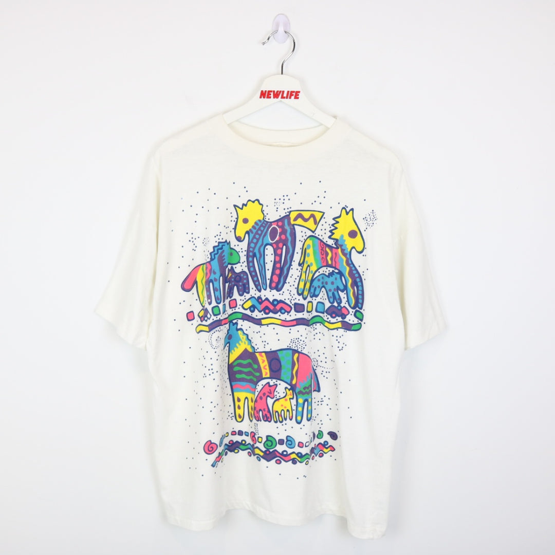 Vintage 80's Abstract Horse Art Tee - XL-NEWLIFE Clothing