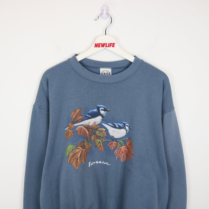 Vintage 90's Iowa Blue Jay Nature Crewneck - L-NEWLIFE Clothing