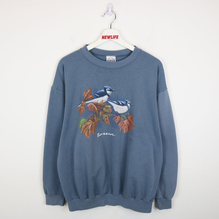Vintage 90's Iowa Blue Jay Nature Crewneck - L-NEWLIFE Clothing