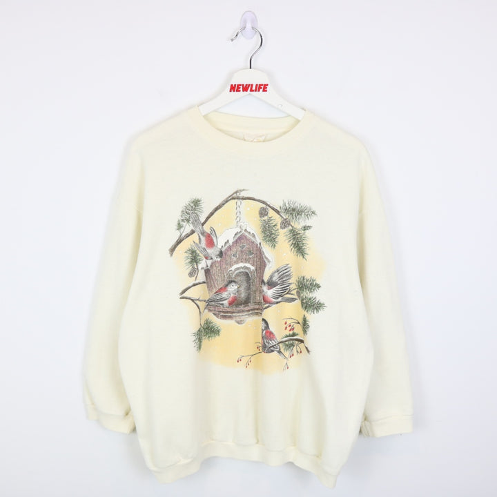 Vintage 80's Bird House Nature Crewneck - L-NEWLIFE Clothing