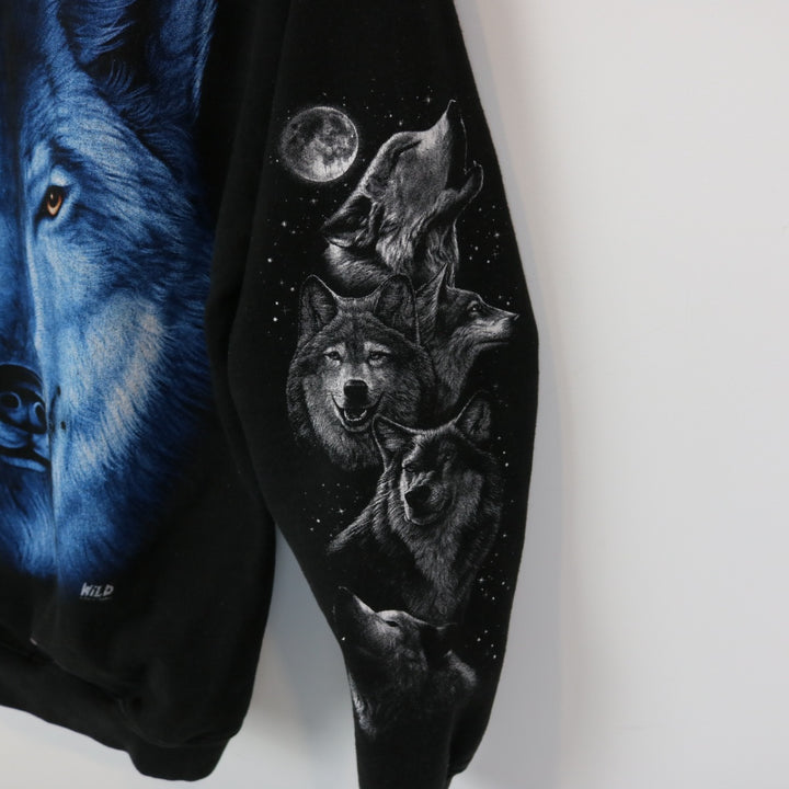 Y2K Wolf Nature Zip Up Hoodie - S-NEWLIFE Clothing