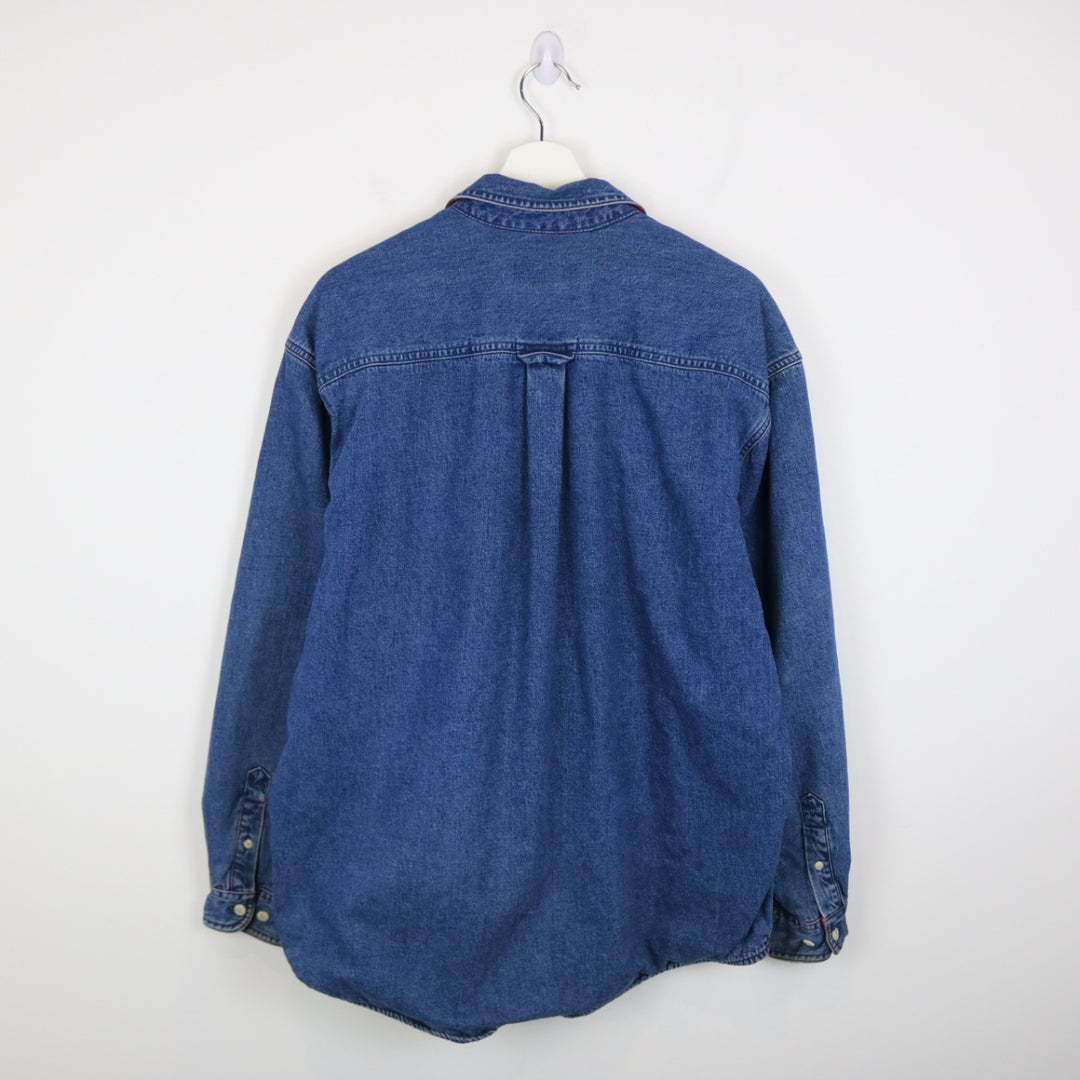 Vintage 90's Eddie Bauer Flannel Lined Denim Button Up - L-NEWLIFE Clothing