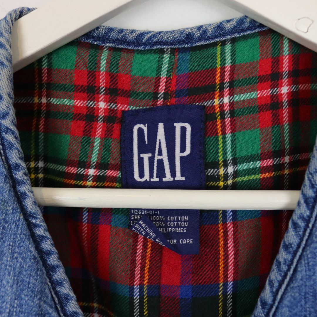 Vintage 90's GAP Flannel Lined Denim Vest - S-NEWLIFE Clothing