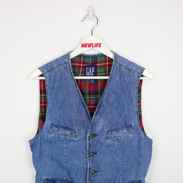 Vintage 90's GAP Flannel Lined Denim Vest - S-NEWLIFE Clothing