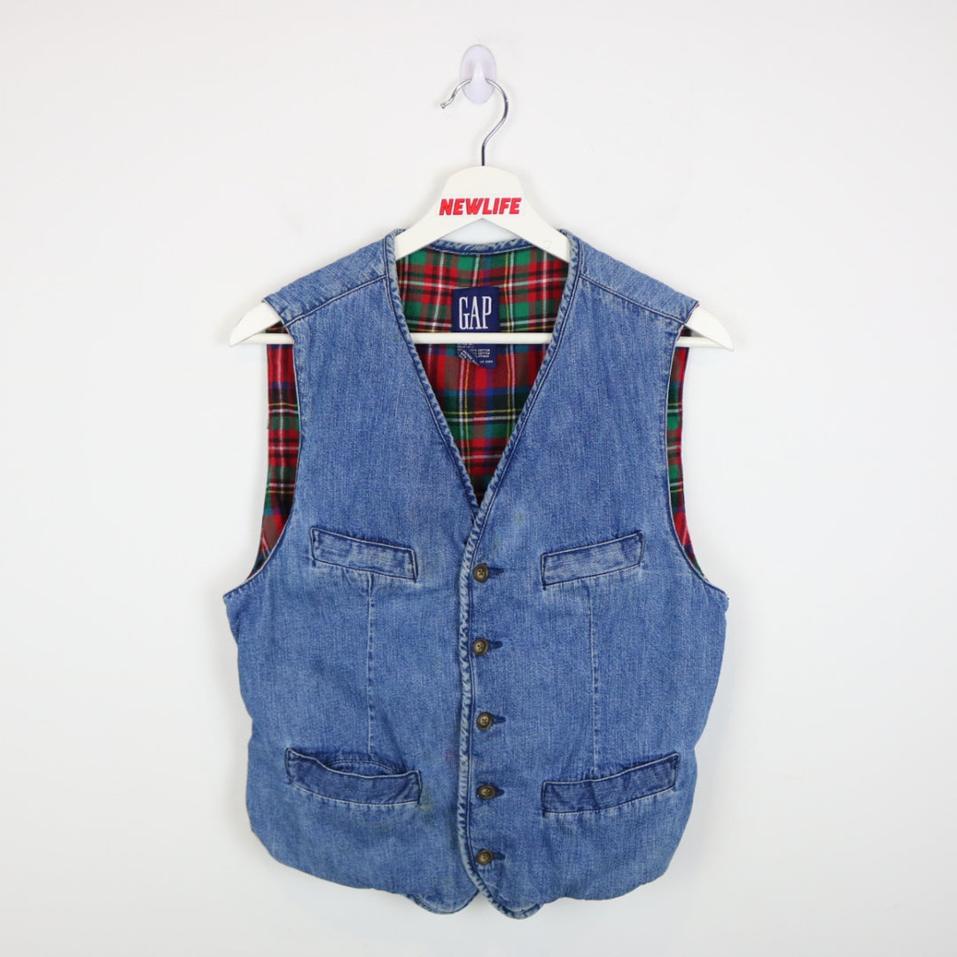 Vintage 90's GAP Flannel Lined Denim Vest - S-NEWLIFE Clothing