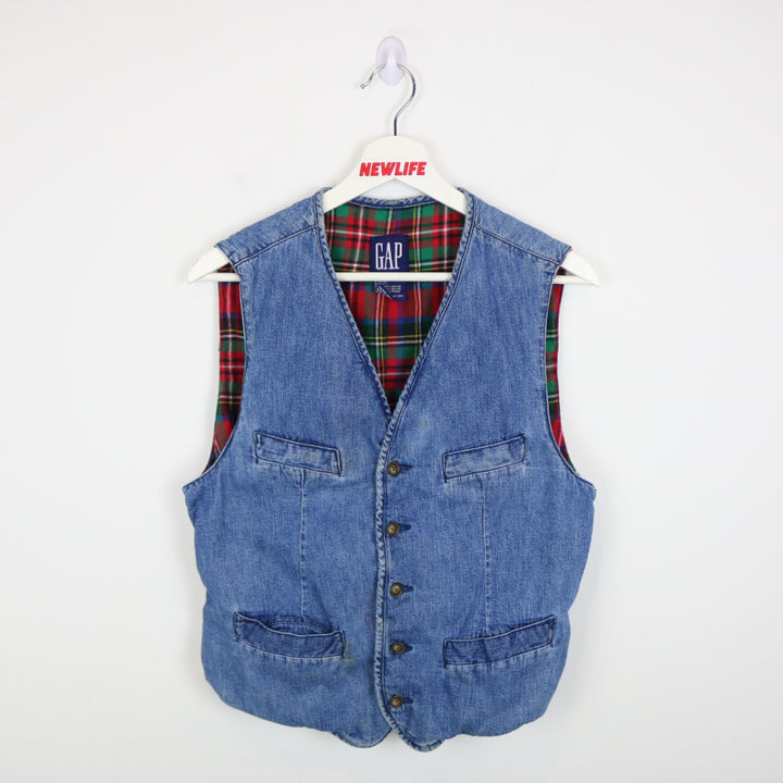 Vintage 90's GAP Flannel Lined Denim Vest - S-NEWLIFE Clothing