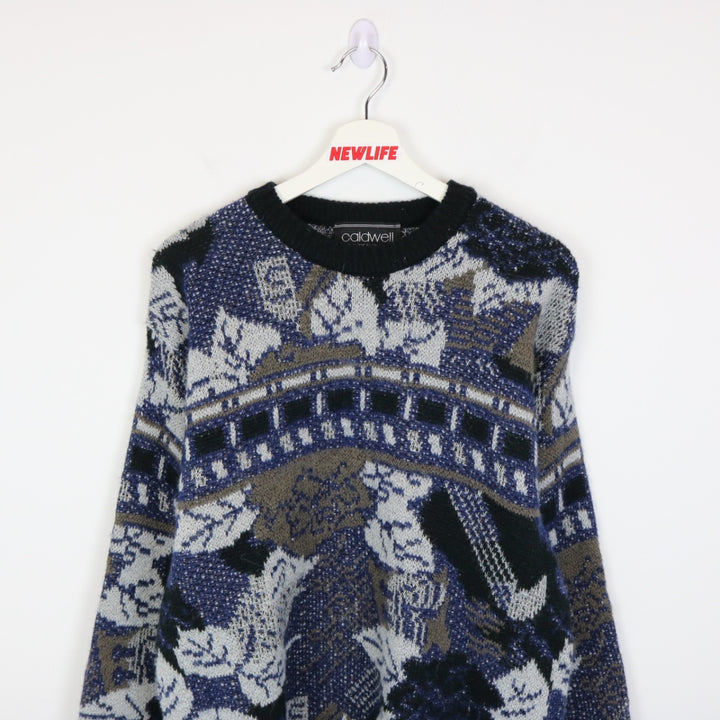 Vintage 80's Caldwell Patterned Knit Sweater - M-NEWLIFE Clothing