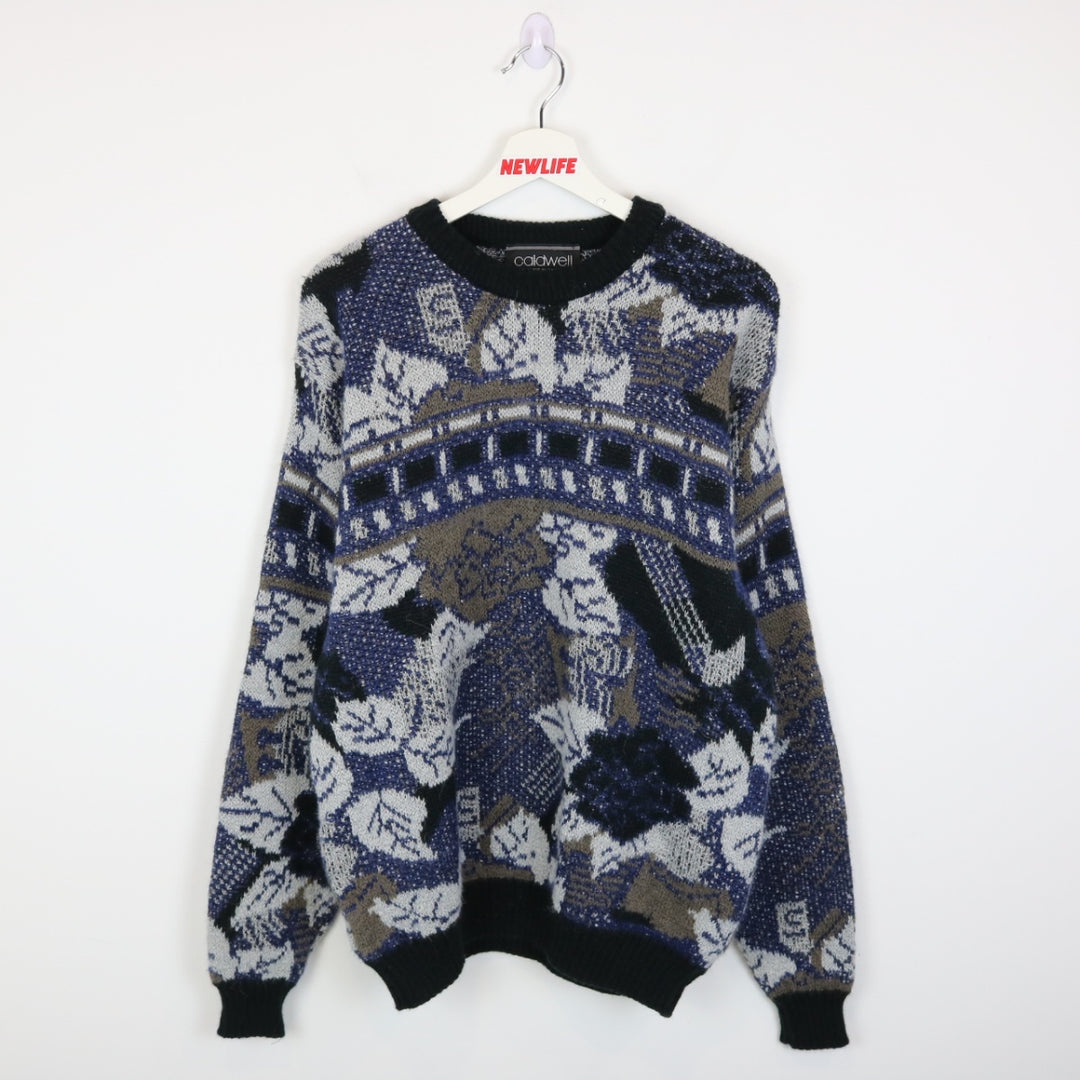 Vintage 80's Caldwell Patterned Knit Sweater - M-NEWLIFE Clothing