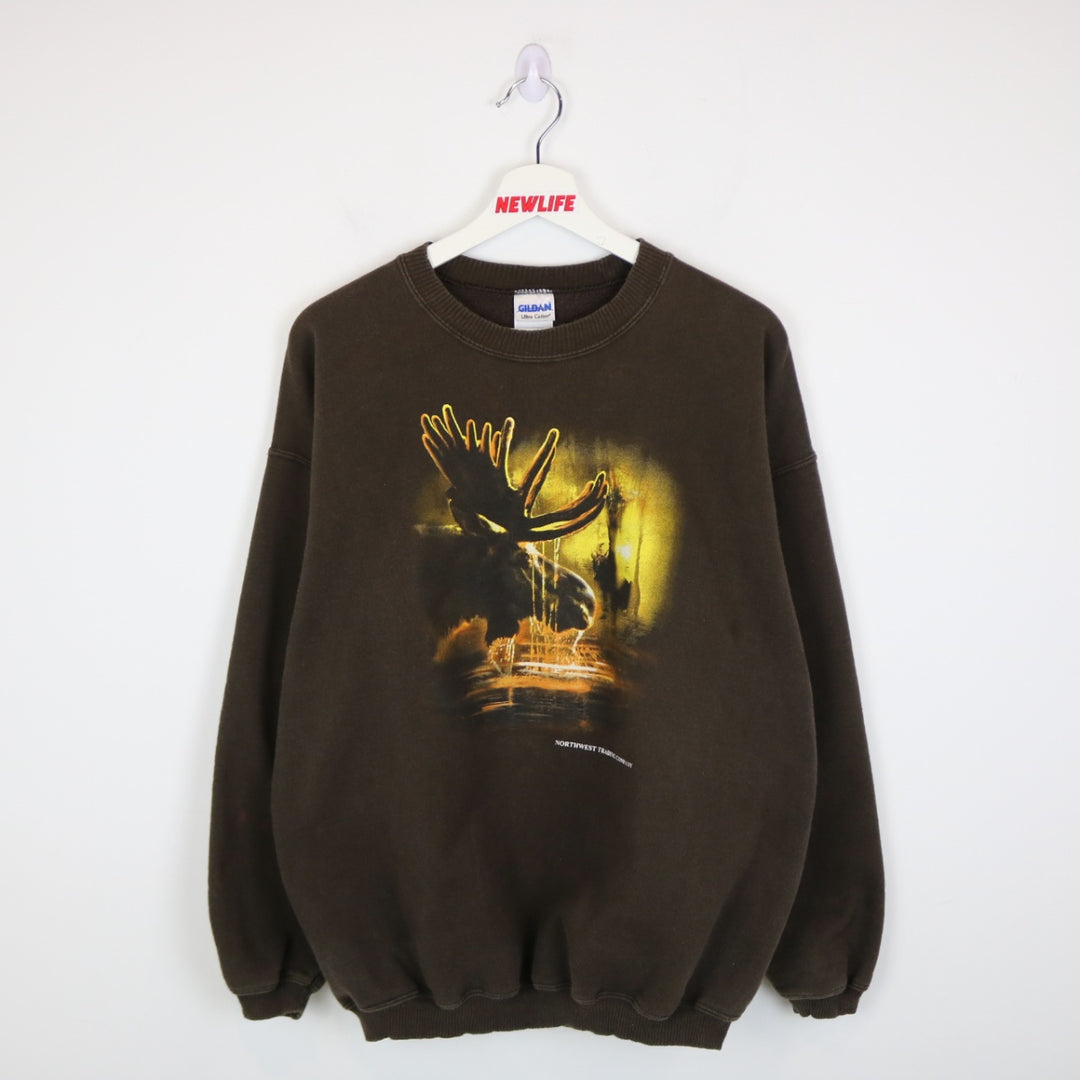 Vintage 00's Moose Nature Crewneck - L-NEWLIFE Clothing