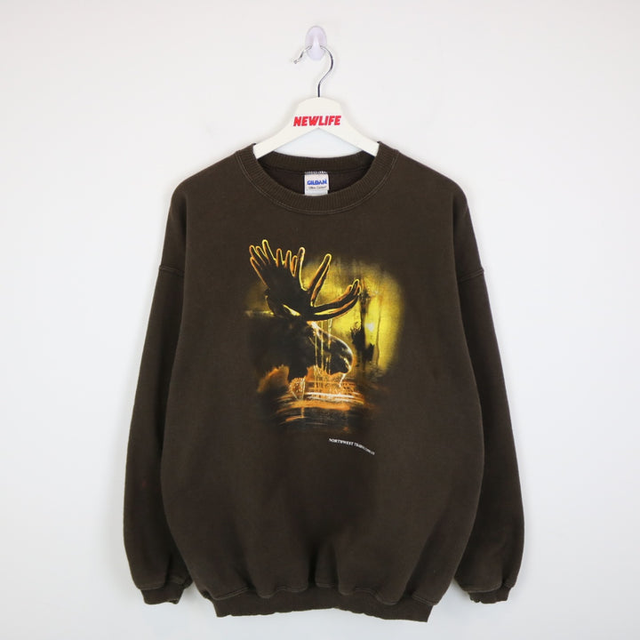 Vintage 00's Moose Nature Crewneck - L-NEWLIFE Clothing