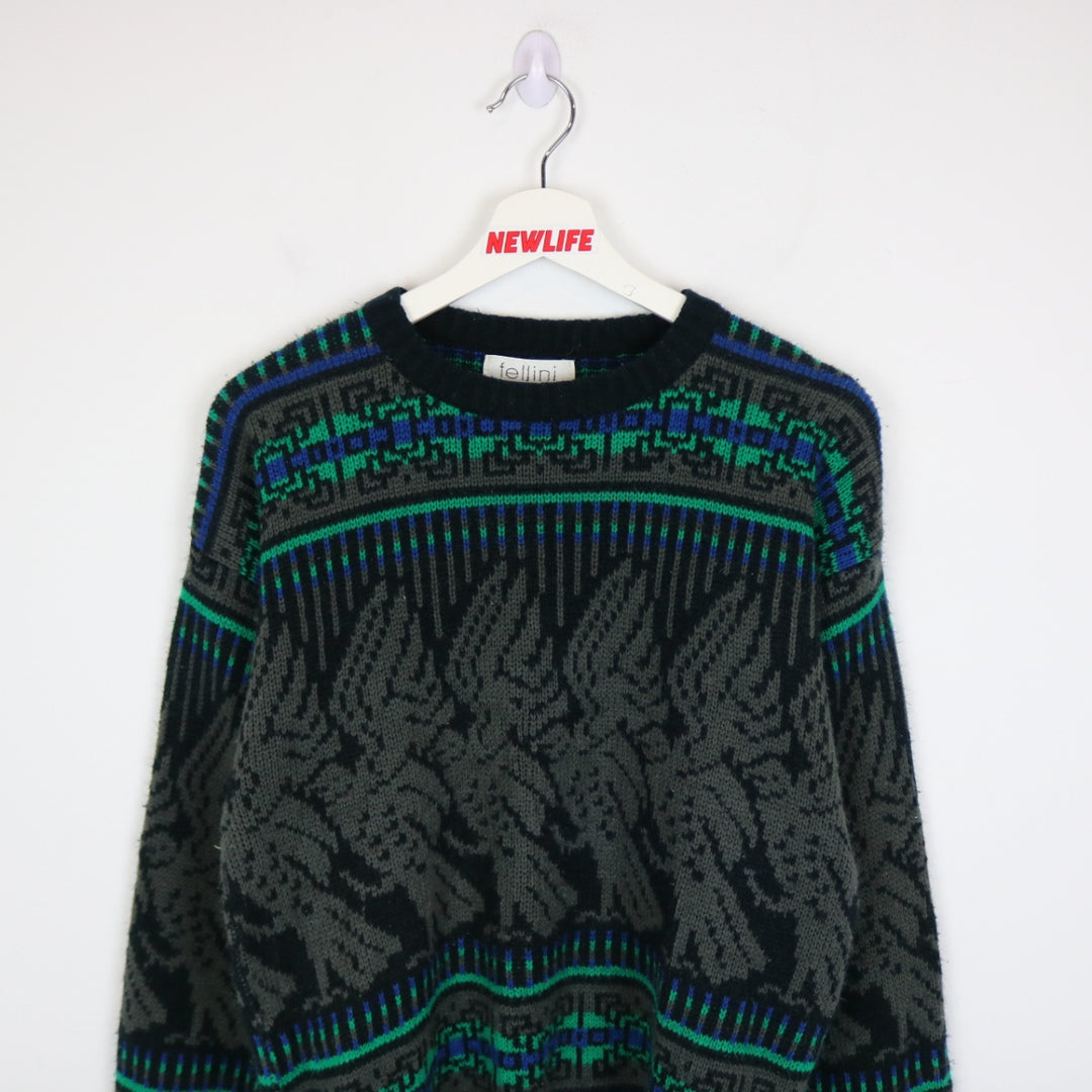 Vintage 80's Fellini Patterned Knit Sweater - S-NEWLIFE Clothing