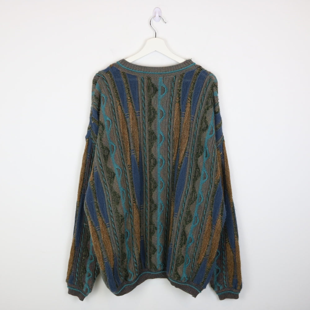 Vintage 90's Ferracci Textured Coogi Style Knit Sweater - XXL-NEWLIFE Clothing