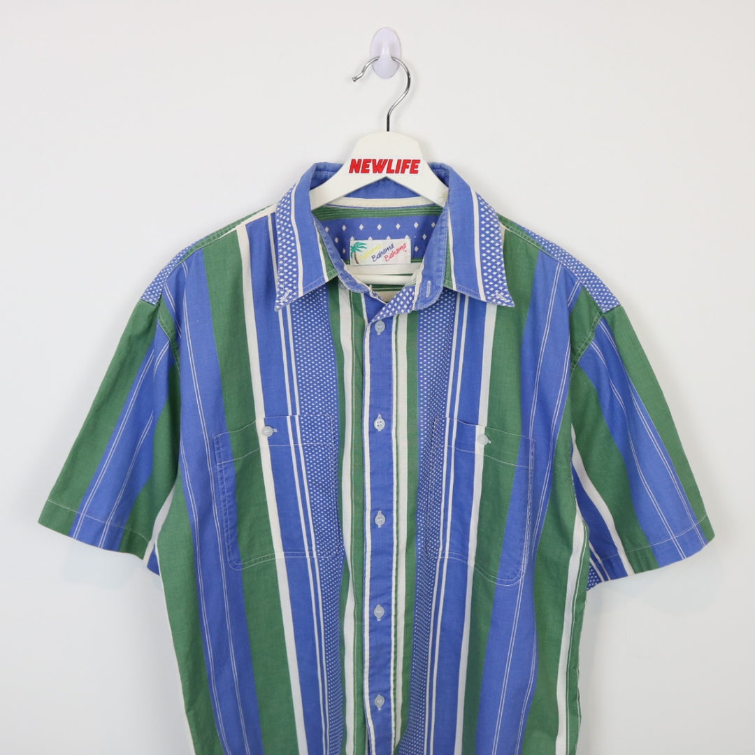 Vintage 90's Bahama Striped Short Sleeve Button Up - M-NEWLIFE Clothing