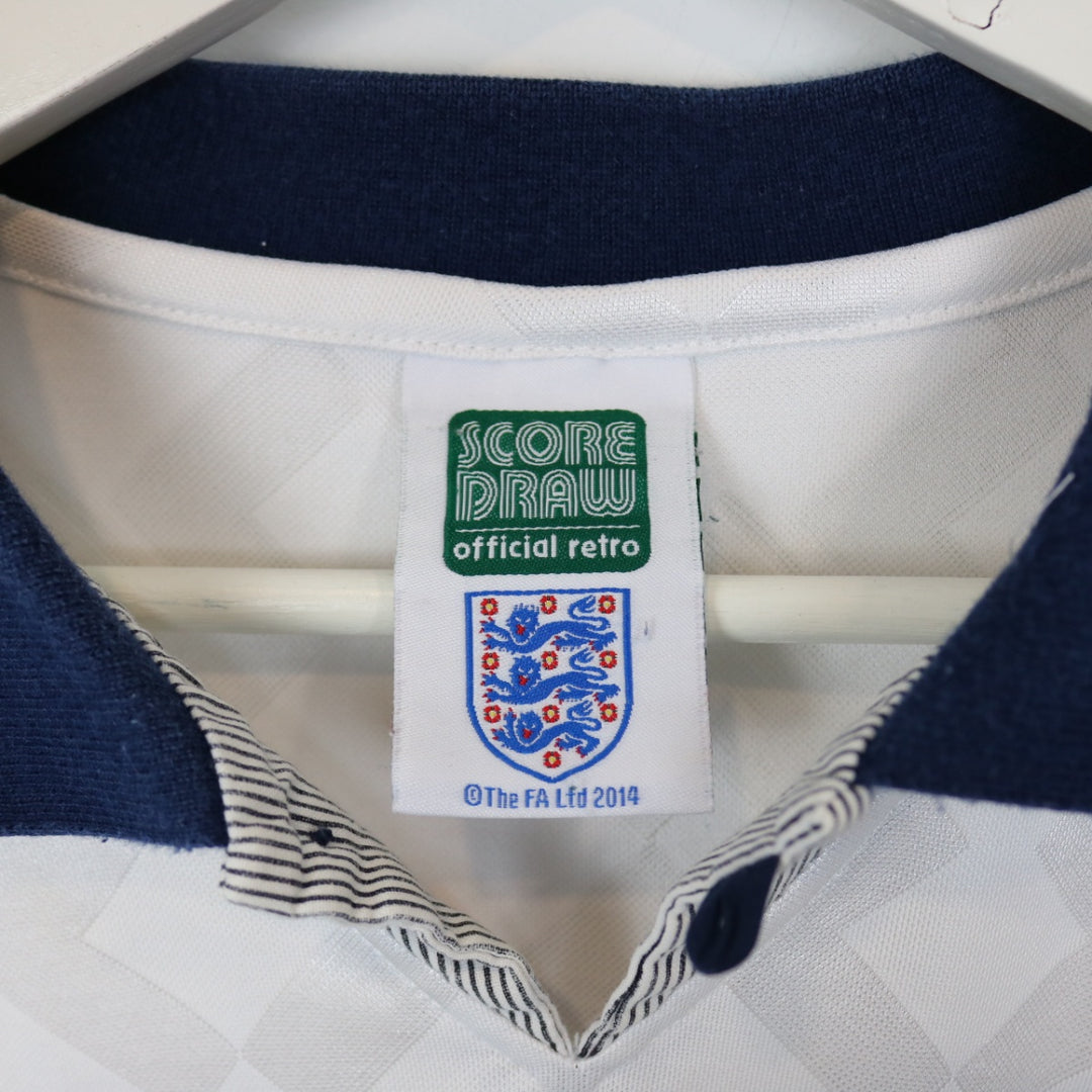 England World Cup 1990 Score Draw Collared Jersey - M-NEWLIFE Clothing