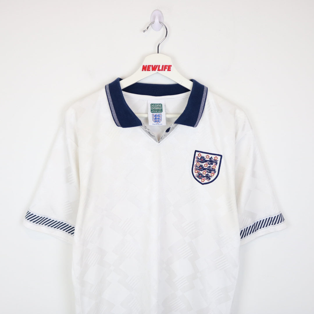 England World Cup 1990 Score Draw Collared Jersey - M-NEWLIFE Clothing