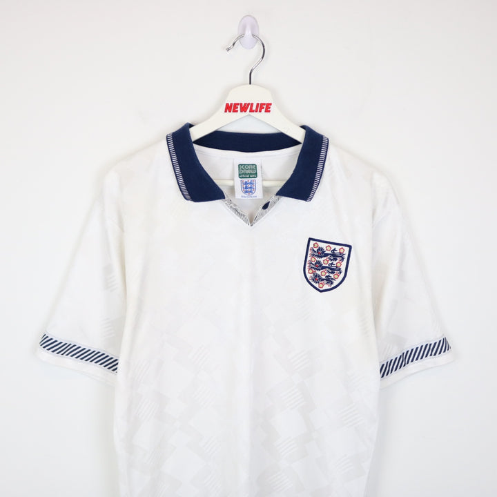 England World Cup 1990 Score Draw Collared Jersey - M-NEWLIFE Clothing