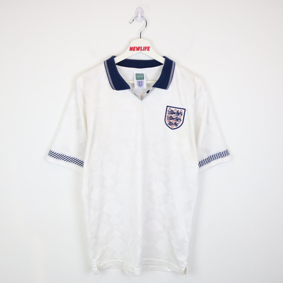 England World Cup 1990 Score Draw Collared Jersey - M-NEWLIFE Clothing
