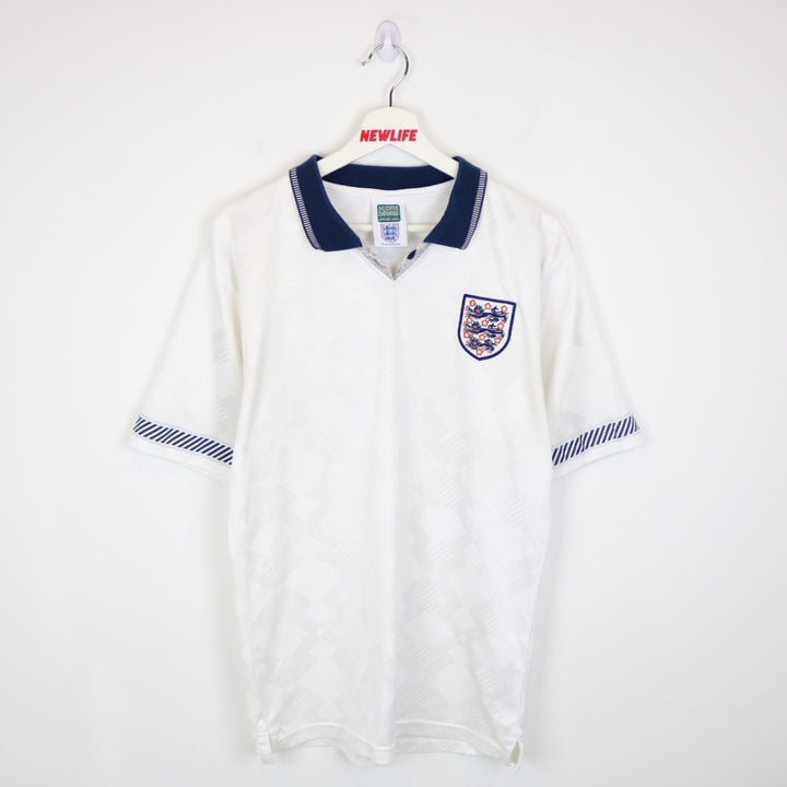 England World Cup 1990 Score Draw Collared Jersey - M-NEWLIFE Clothing