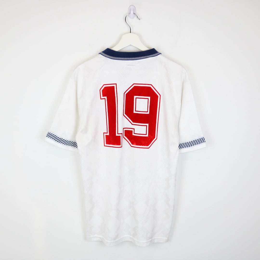 England World Cup 1990 Score Draw Collared Jersey - M-NEWLIFE Clothing