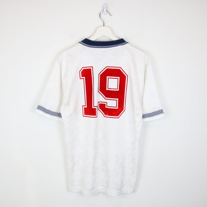 England World Cup 1990 Score Draw Collared Jersey - M-NEWLIFE Clothing