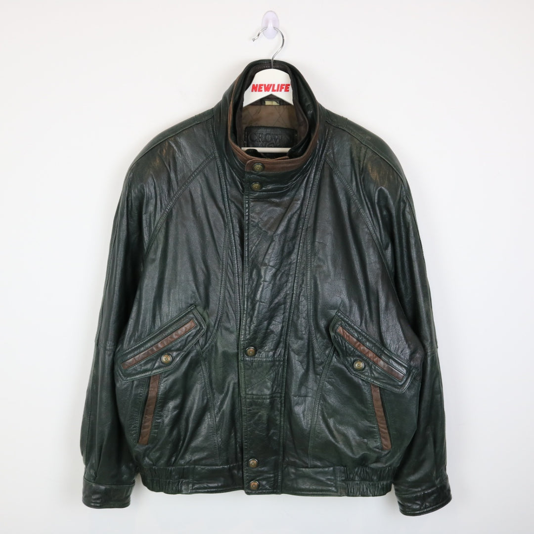 Vintage 80's Crown Sport Leather Jacket - XL-NEWLIFE Clothing