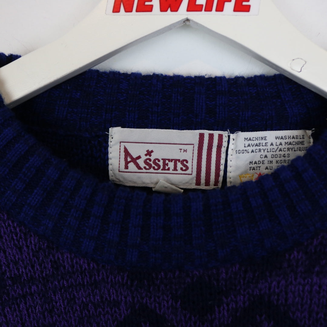 Vintage 80's Assets Patterned Knit Sweater - L-NEWLIFE Clothing