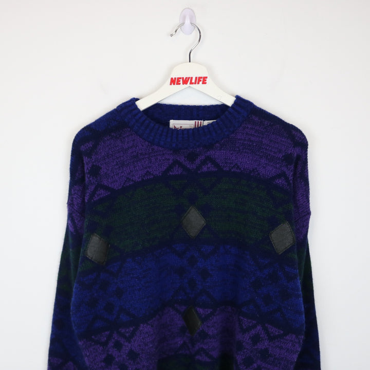 Vintage 80's Assets Patterned Knit Sweater - L-NEWLIFE Clothing