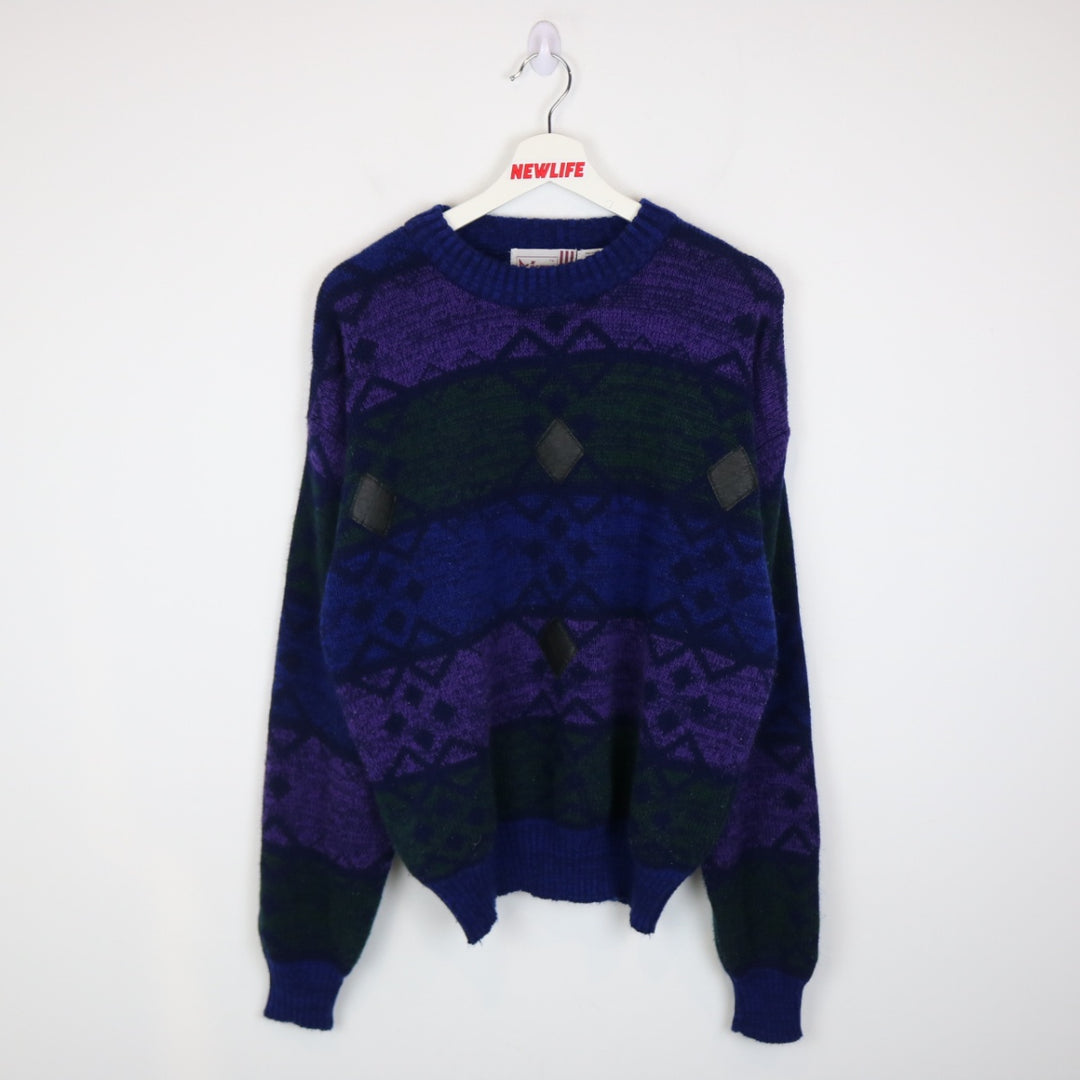 Vintage 80's Assets Patterned Knit Sweater - L-NEWLIFE Clothing
