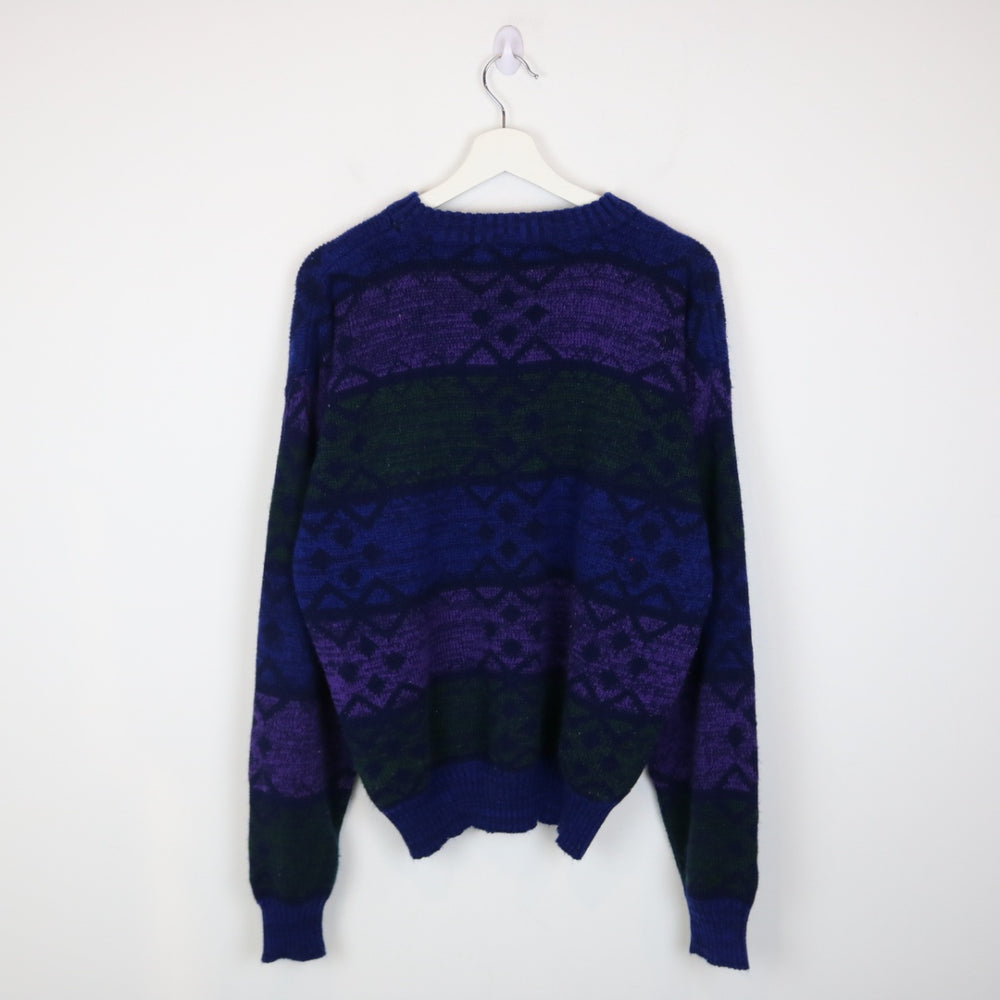 Vintage 80's Assets Patterned Knit Sweater - L-NEWLIFE Clothing