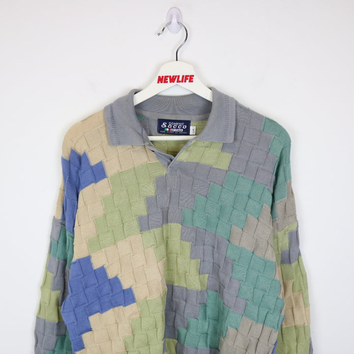 Vintage 90's Textured Knit Collared Sweater - M-NEWLIFE Clothing