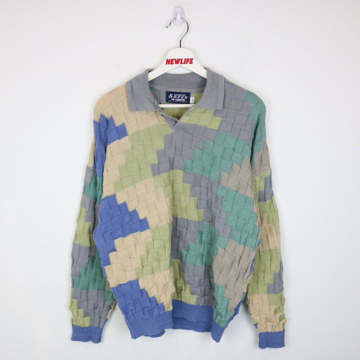 Vintage 90's Textured Knit Collared Sweater - M-NEWLIFE Clothing