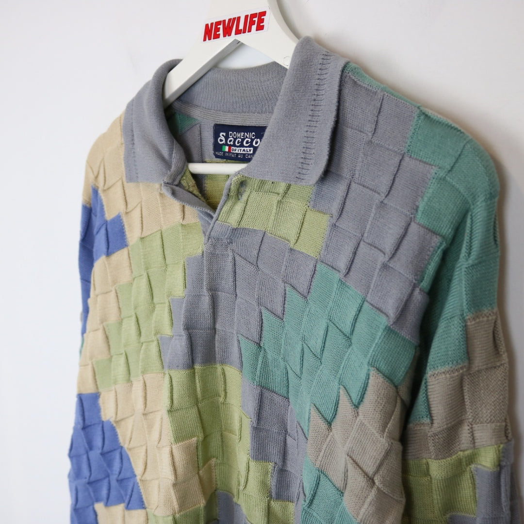 Vintage 90's Textured Knit Collared Sweater - M-NEWLIFE Clothing