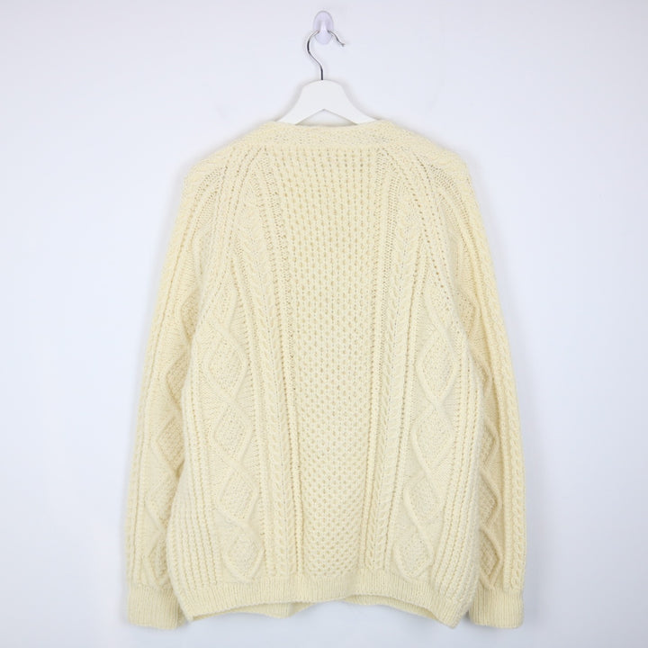 Vintage 90's Cable Knit Wool Cardigan - L-NEWLIFE Clothing