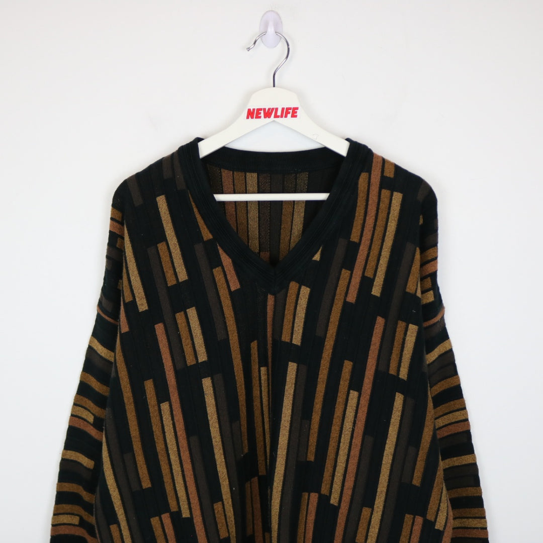 Vintage Textured Patterned Knit Sweater - L-NEWLIFE Clothing