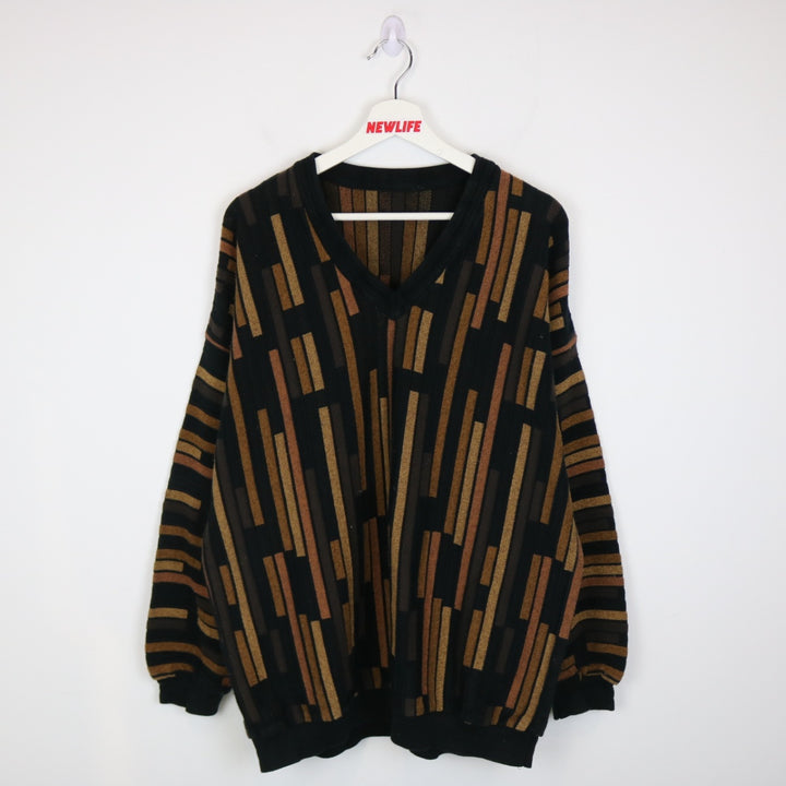 Vintage Textured Patterned Knit Sweater - L-NEWLIFE Clothing