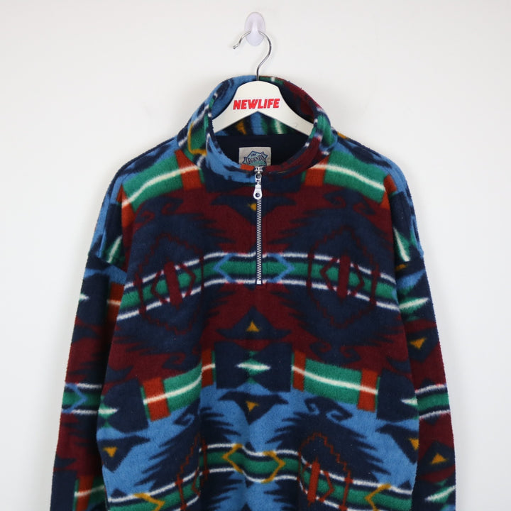 Vintage 90's Legend's Athletics Patterned Quarter Zip Fleece Sweater - L-NEWLIFE Clothing