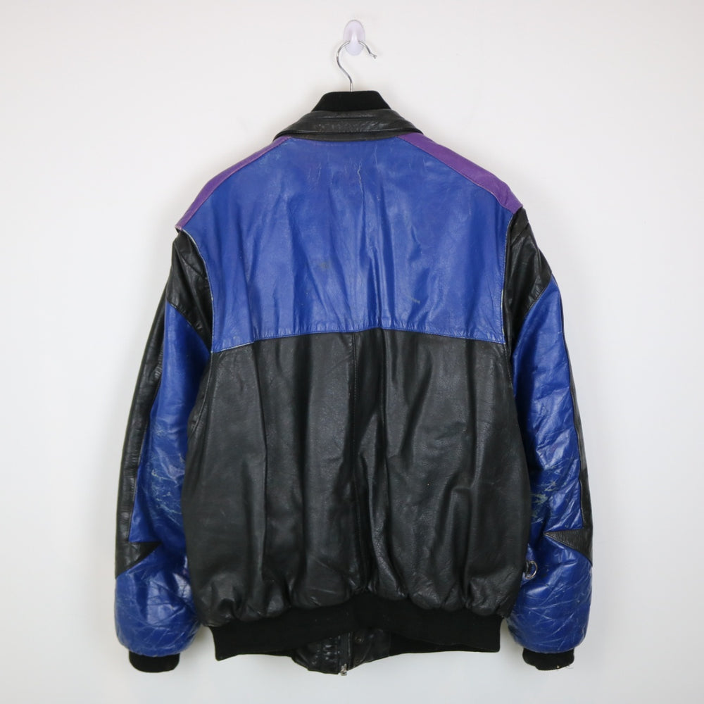 Vintage 90's Color Blocked CKX Leather Jacket - L-NEWLIFE Clothing