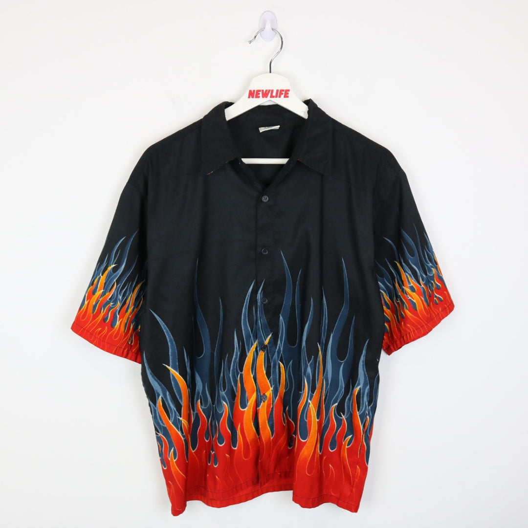 Vintage 00's Flame Short Sleeve Button Up - S-NEWLIFE Clothing