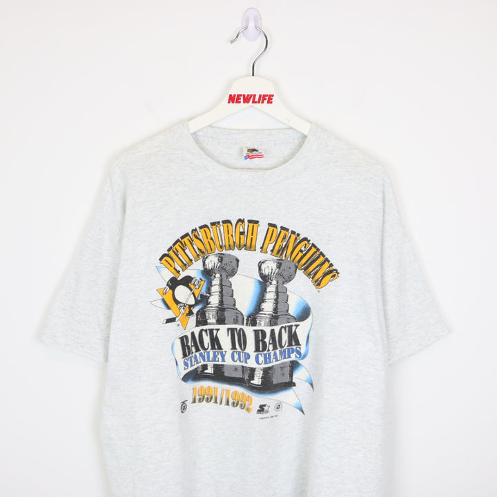 Vintage 1992 Back to Back Cup Champs Pittsburgh Penguins Tee - XL-NEWLIFE Clothing