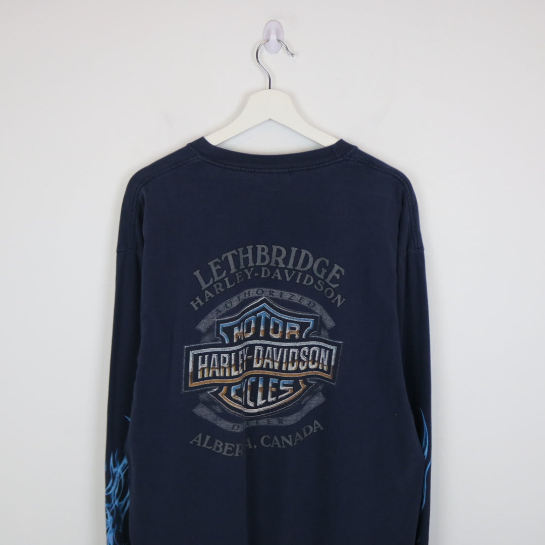 Vintage 00's Harley Davidson Lethbridge Alberta Long Sleeve Tee - XL-NEWLIFE Clothing