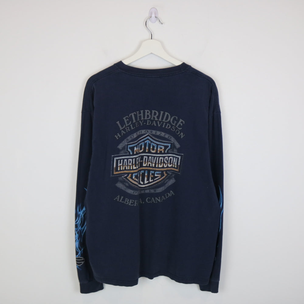 Vintage 00's Harley Davidson Lethbridge Alberta Long Sleeve Tee - XL-NEWLIFE Clothing