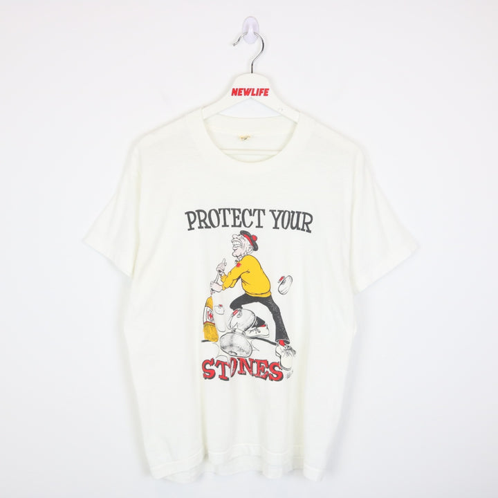 Vintage 80's Protect Your Stones Curling Tee - M-NEWLIFE Clothing