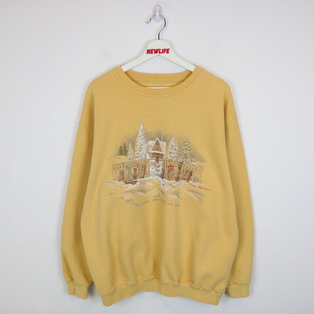 Vintage 90's Winter Nature Northern Reflections Crewneck - L-NEWLIFE Clothing