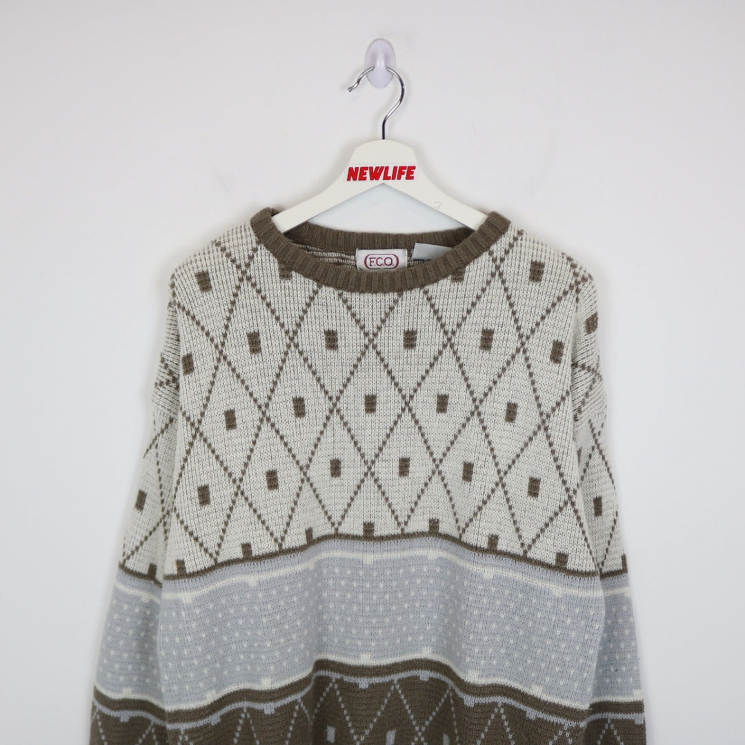Vintage 90's FCO Patterned Knit Sweater - M-NEWLIFE Clothing