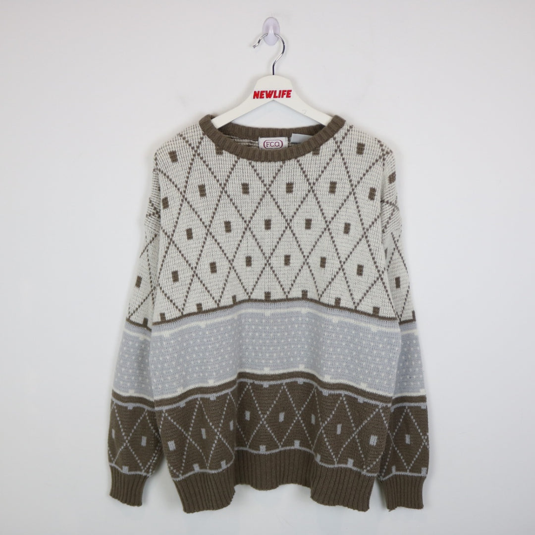 Vintage 90's FCO Patterned Knit Sweater - M-NEWLIFE Clothing