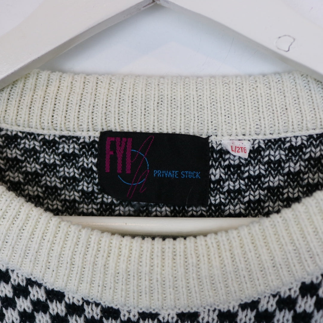 Vintage 80's FYI Private Stock Patterned Knit Sweater - L-NEWLIFE Clothing